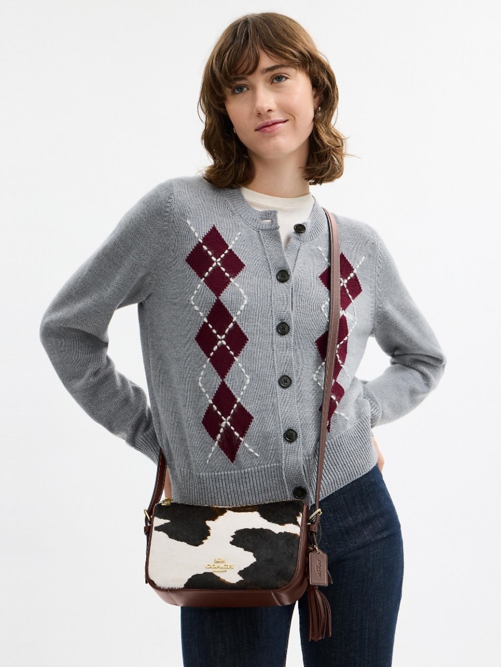 Coach Kailey Shoulder Bag With Cow Print And Tassel - Picture 3 of 5